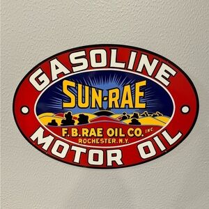 Sun Rae SUNRAE motor fuel gasoline oil garage racing vintage Style metal sign